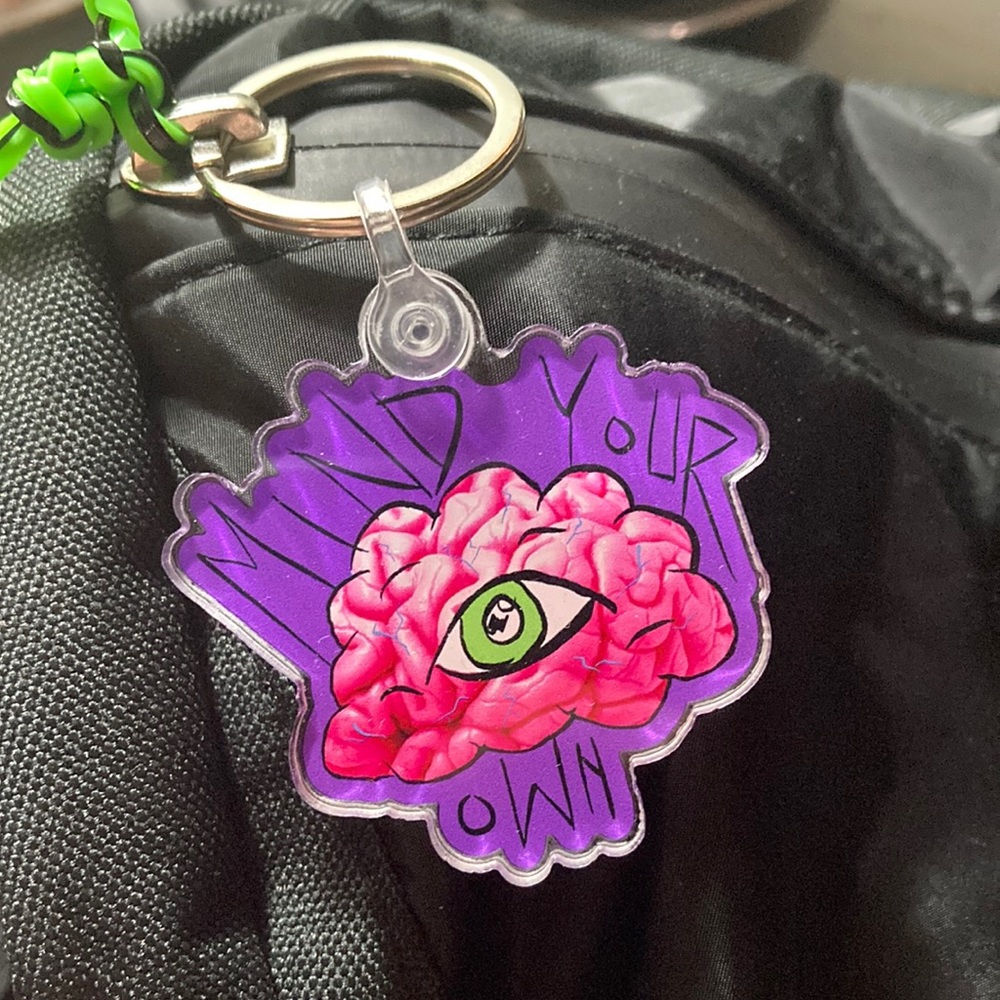 Mind Your Own - Third Eye - Purple PVC Key Chain w/ Metal Ring